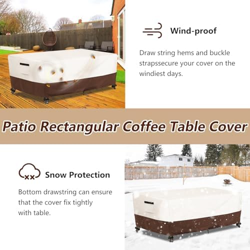 Outdoor Patio Coffee Table Cover, Waterproof Rectangular Patio Side Table Cover - Image 6