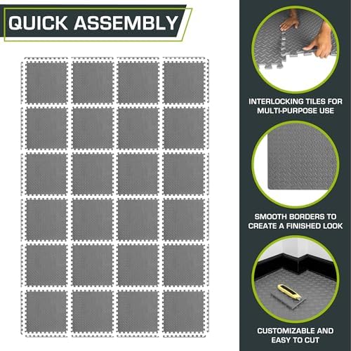 ProsourceFit Exercise Puzzle Mat 1/2-inch, EVA Interlocking Foam Floor Tiles - Image 6