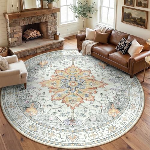 RELEANY Washable Area Rug, Round 8ft by RELEANY