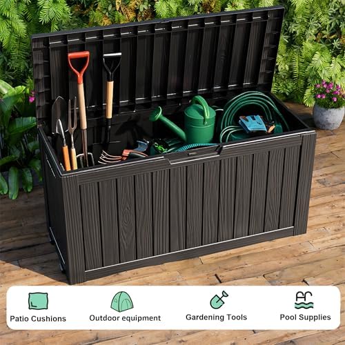 PatioZen 75 Gallon Resin Deck Box, Lockable Outdoor Storage Box - Image 7