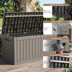 150 Gallon Deck Box, Lockable Waterproof Resin Outdoor Storage Box, - Image 5