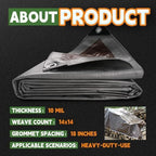 RAINDEWAY 5x5 Feet Tarps Heavy Duty Waterproof, 10Mil Small Tarp - Image 6