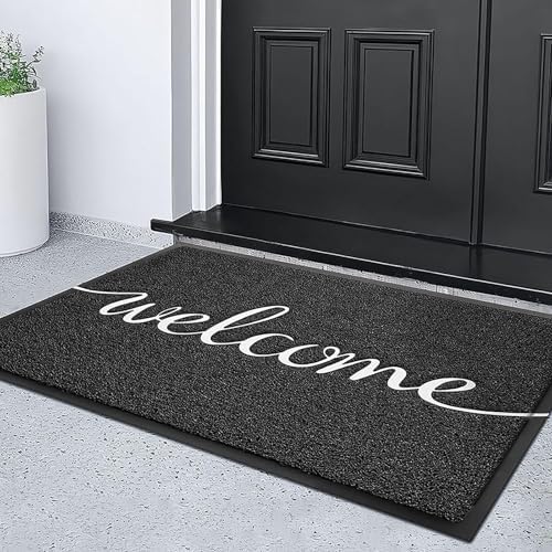 KILOCOCO Welcome Mat Front Door Mat Black Outdoor Doormat by Kilococo