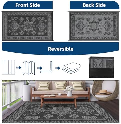 9x12 Outdoor Rug Waterproof Foldable Plastic Straw Carpet - Image 4