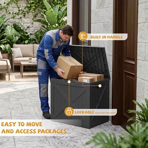40 Gal Outdoor Storage Box Waterproof Lockable Deck Boxes Black - Image 6