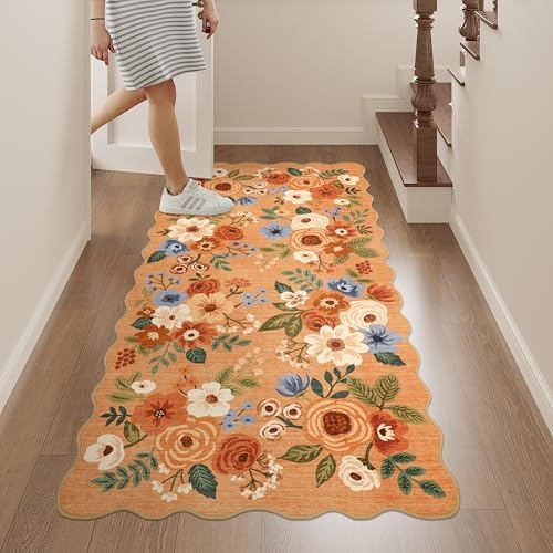 DUKINO 2x4 Rug for Entryway, Floral Washable Kitchen Rugs Non Slip - Image 5