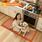 Ileading Fall Hallway Runner Rug Washable Orange Autumn Kitchen Mat 2x6 ft - Image 3
