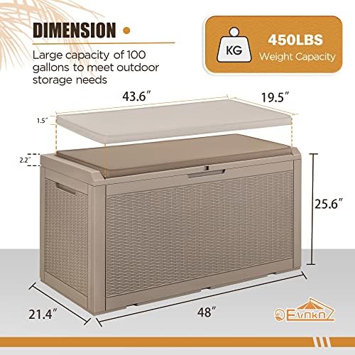 Devoko 100 Gallon Resin Waterproof Outdoor Storage Box - Image 6