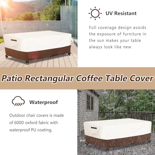 Outdoor Patio Coffee Table Cover, Waterproof Rectangular Patio Side Table Cover - Image 5