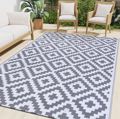 Smiry Outdoor Rug 5x8 ft Waterproof Reversible Boho Mat by Smiry