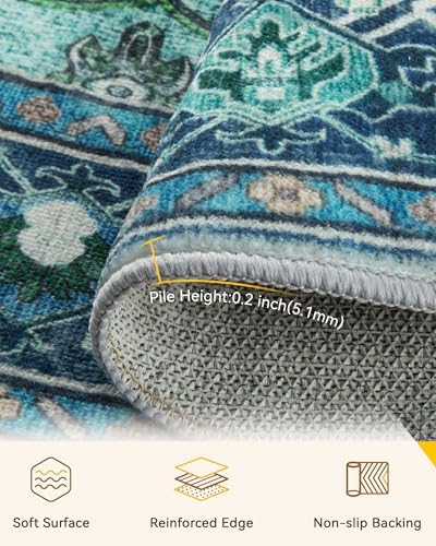 RELEANY Washable Area Rug, Round 7ft - Image 3
