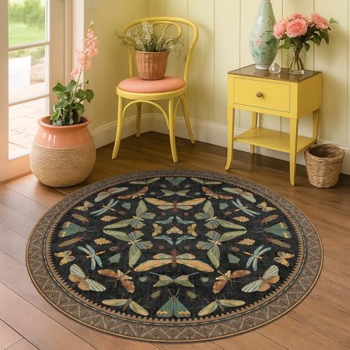 Black Boho 4ft Round Small Rugs - Image 3