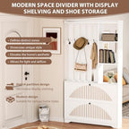 Narrow Hall Tree with Storage, Modern Entryway Coat Rack with Shoe Cabinet - Image 3