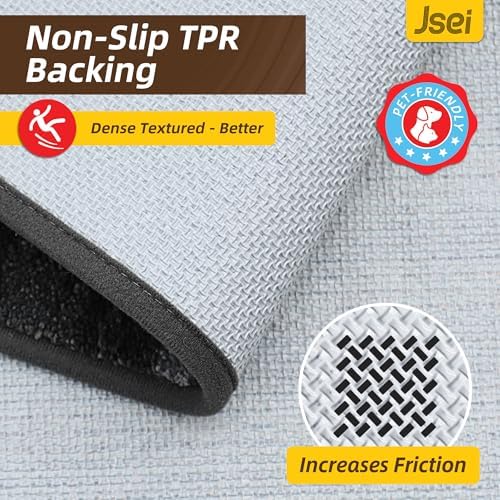 JSEI Dirt Trapper Door Mat 36"x60", Non-Slip Doormat, Light Gray - Image 4