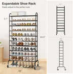 STO STO Expandable Shoe Rack, 10-Tier Metal Tall Shoe Rack - Image 3