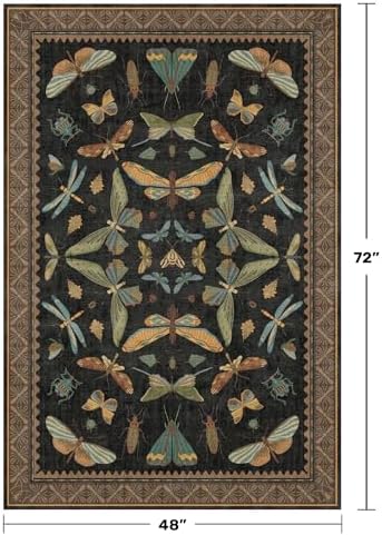 Insect Print Washable 4x6 Entryway Rug - Image 2