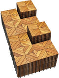 PrimeZone 108 PCS Solid Acacia Wood Interlocking Patio Deck Tiles Outdoor by PrimeZone