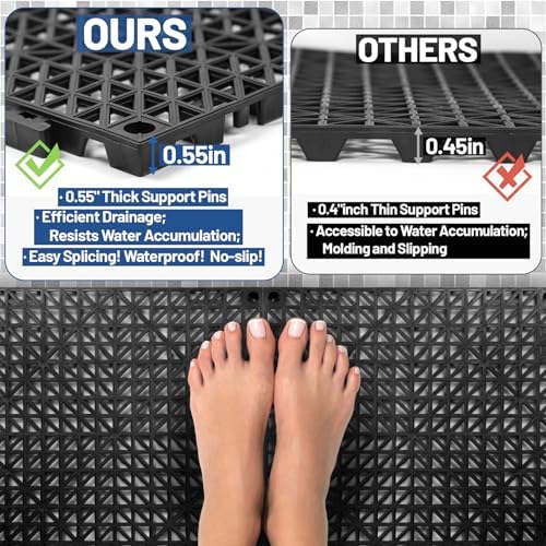 12Pcs Drainage Interlocking Floor Tiles 11.8" x 11.8", Modular Interlocking - Image 4