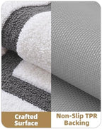 Color&Geometry White Bathroom Rugs 43x24, Extra Soft Absorbent Microfiber Bath - Image 4