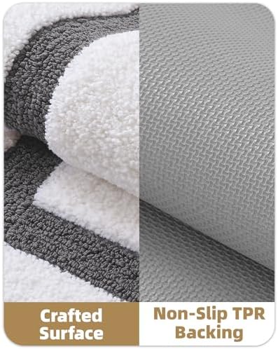 Color&Geometry White Bathroom Rugs 43x24, Extra Soft Absorbent Microfiber Bath - Image 4