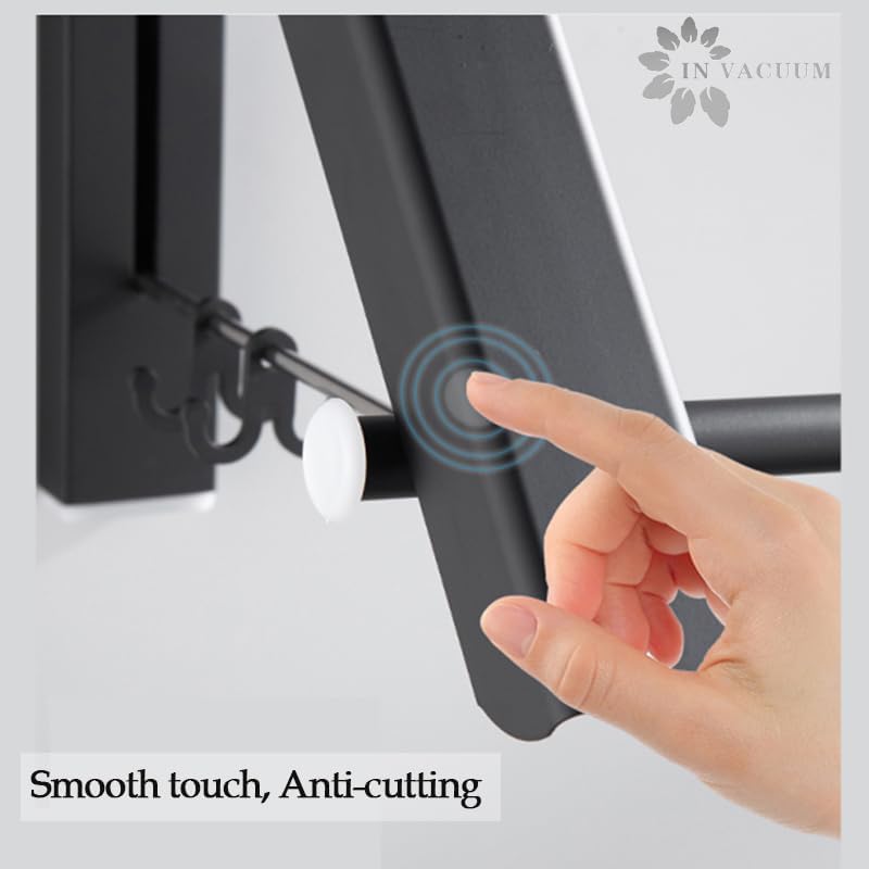 Laundry Drying Rack, Wall Mounted Retractable Clothes Hanger, Aluminium Home - Image 3