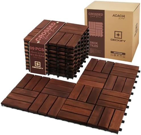 Acacia Wood Interlocking Deck Tiles Outdoor Flooring by DECKIFY