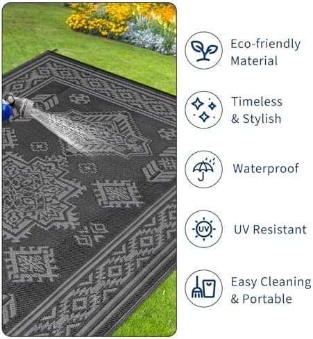 9x12 Outdoor Rug Waterproof Foldable Plastic Straw Carpet - Image 5