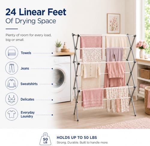 Honey-Can-Do Oversized Clothes Drying Rack, 50 lb - Image 4