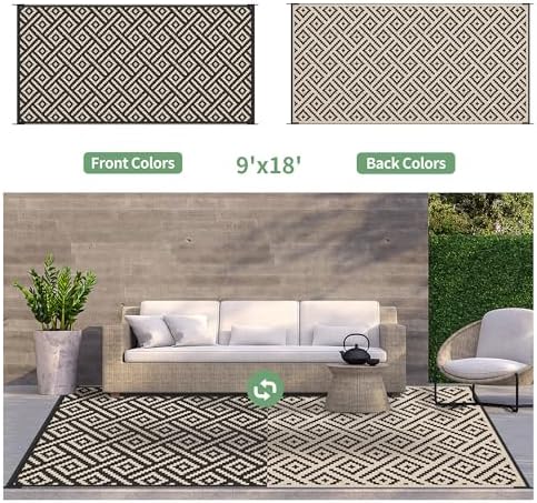 GENIMO Outdoor Rug, Waterproof Plastic Rugs 9'x18' - Image 4