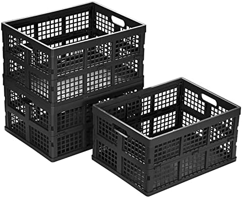 Eslite 34L Large Plastic Folding Storage Crates, Collapsible Crates by Eslite