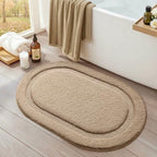 Color&Geometry Oval Beige Bathroom Rugs 32x20, Extra Soft Absorbent Microfiber by COLORG