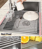 Tomorotec Roll Up Dish Drying Rack Over Sink, 304 Steel - Image 2