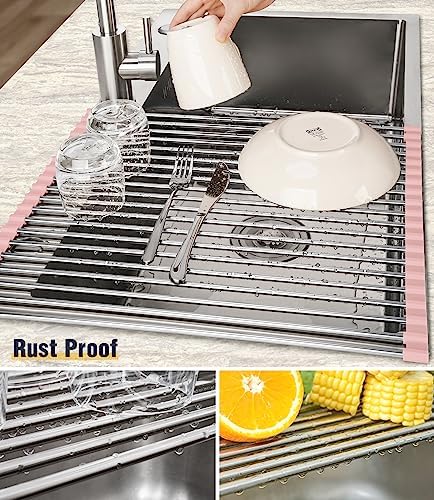 Tomorotec Roll Up Dish Drying Rack Over Sink, 304 Steel - Image 2
