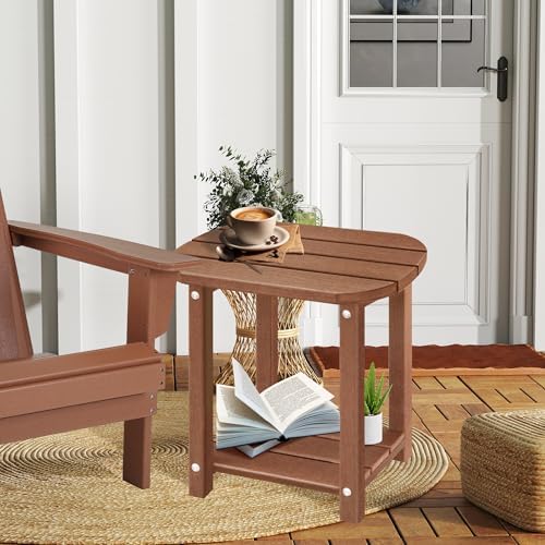 LZRS 2-Tier Patio Side Table, Heavy Duty HDPE Outdoor End Table - Image 2