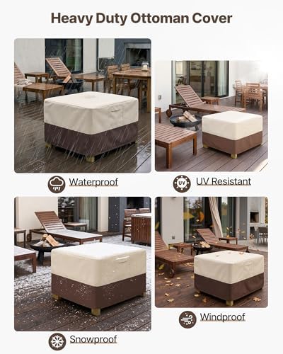 Vailge Patio Ottoman Cover Rectangular, Outdoor Ottoman Cover Waterproof - Image 6