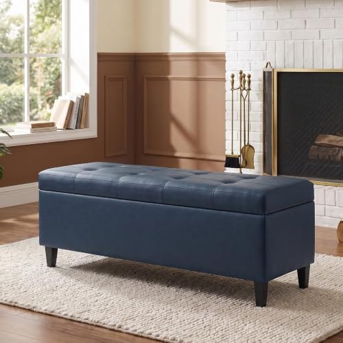 51" Storage Bench, Leather Tufted Storage Ottoman Bench - Image 7