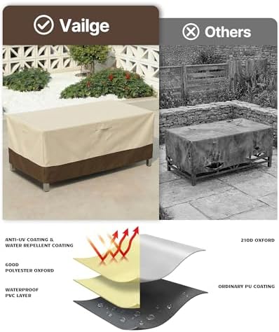 Vailge Outdoor Table Cover Rectangular, Patio Furniture Covers Waterproof - Image 5