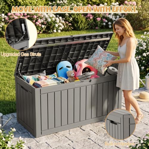 Outdoor Storage Box Waterproof, 180 Gal Gen 2 Resin Deck Box - Image 4