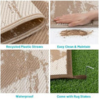 HEBE Outdoor Rug Waterproof 6'x9', Checkered Reversible Plastic Patio Rug - Image 4