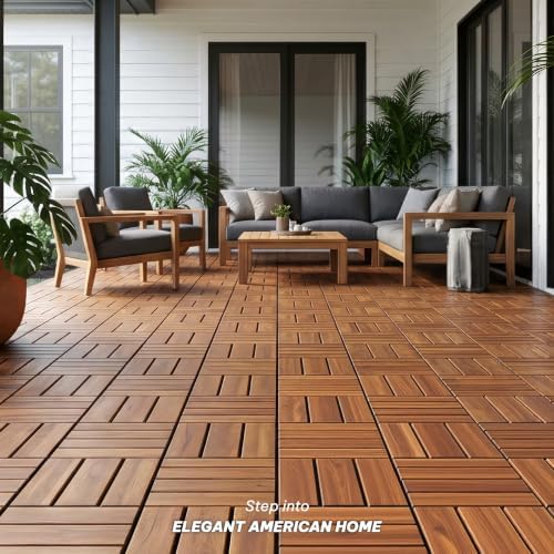 Acacia Interlocking Deck Tiles, 12 Slats - Image 4