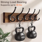 Optish 2 Pack Wooden Coat Rack Wall Mount, 16.1" Rustic Coat Hanger Hooks - Image 3
