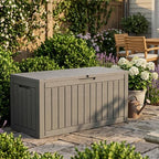 110 Gallon Deck Box, Lockable Waterproof Resin Outdoor Storage Box, - Image 3