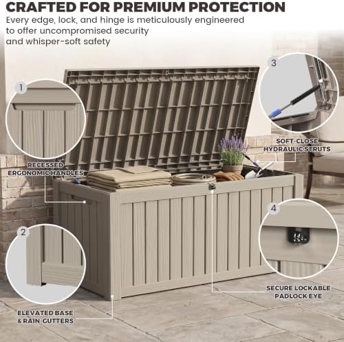 Outdoor Storage Box, 150 Gallon Waterproof Deck Box - Image 3