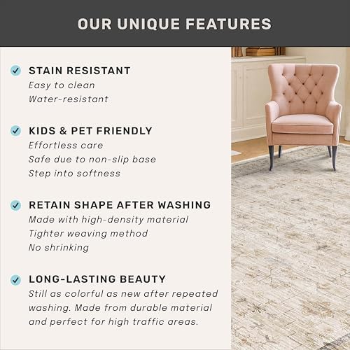 Beige Cream 10x12 Large Living Room Area Rug, Soft Neutral Carpet - Image 5