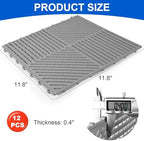MYFAMIREA Modular Interlocking Cushion 12 Pack 11.8" x 11.8" Rubber Floor Tiles - Image 2