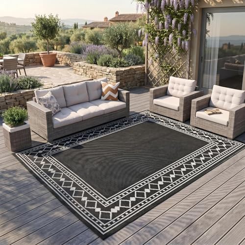 GlowSol 9x18 Outdoor Rug Waterproof Reversible Patio Mat, Heavy Duty Plastic by GLOWSOL