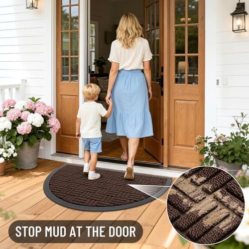 OLANLY Half-Circle Front Door Mat 29.5x17, Heavy-Duty Rubber Doormat - Image 6