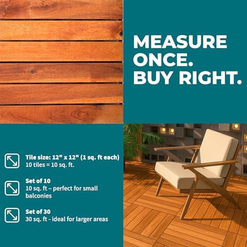 Bliss Outdoors Acacia Interlocking Deck Tiles - Image 4