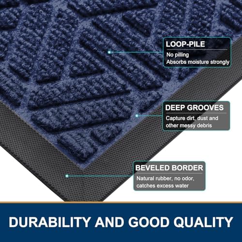 Smiry Front Door Mat Outside Entrance, Low Profile Rubber Doormat - Image 3