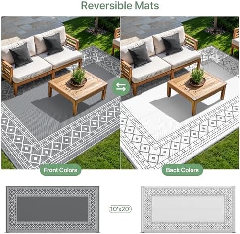 GENIMO Outdoor Rug, Waterproof Plastic Rugs 10'x20' - Image 5